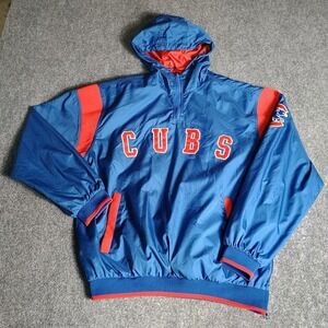 Vintage Chicago Cubs G-III Hooded Pullover Jacket Mens M MLB Genuine 90s Blue